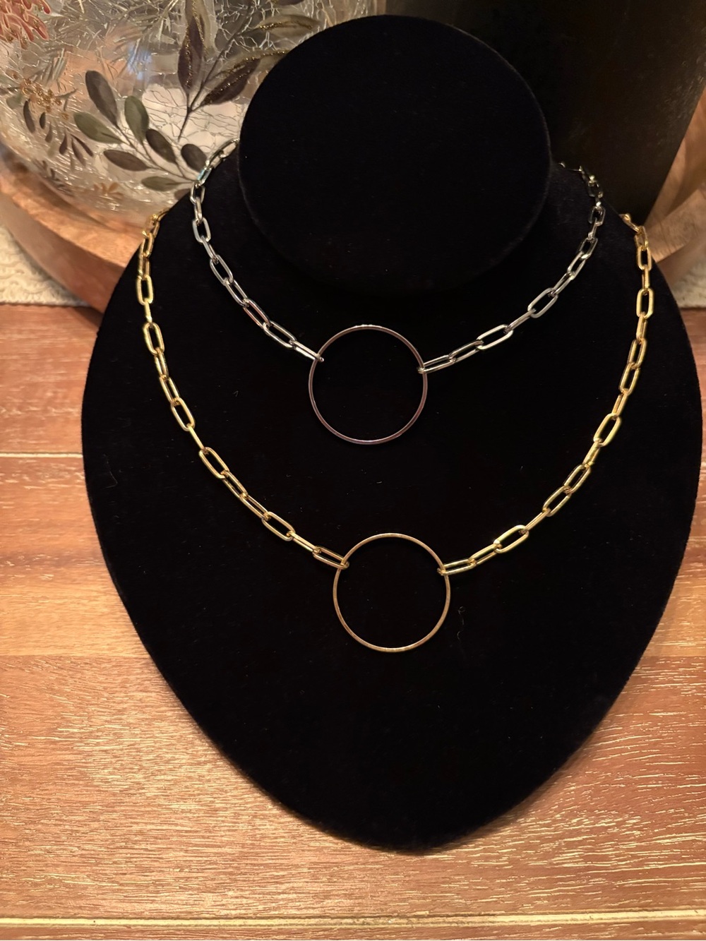 Simply Noelle Pair of Circle Link Necklaces - Gold & Silver